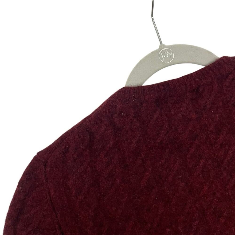 Eddie Bauer Vintage Maroon Cable Knit Lambs Wool Crewneck Sweater - Picture 6 of 8